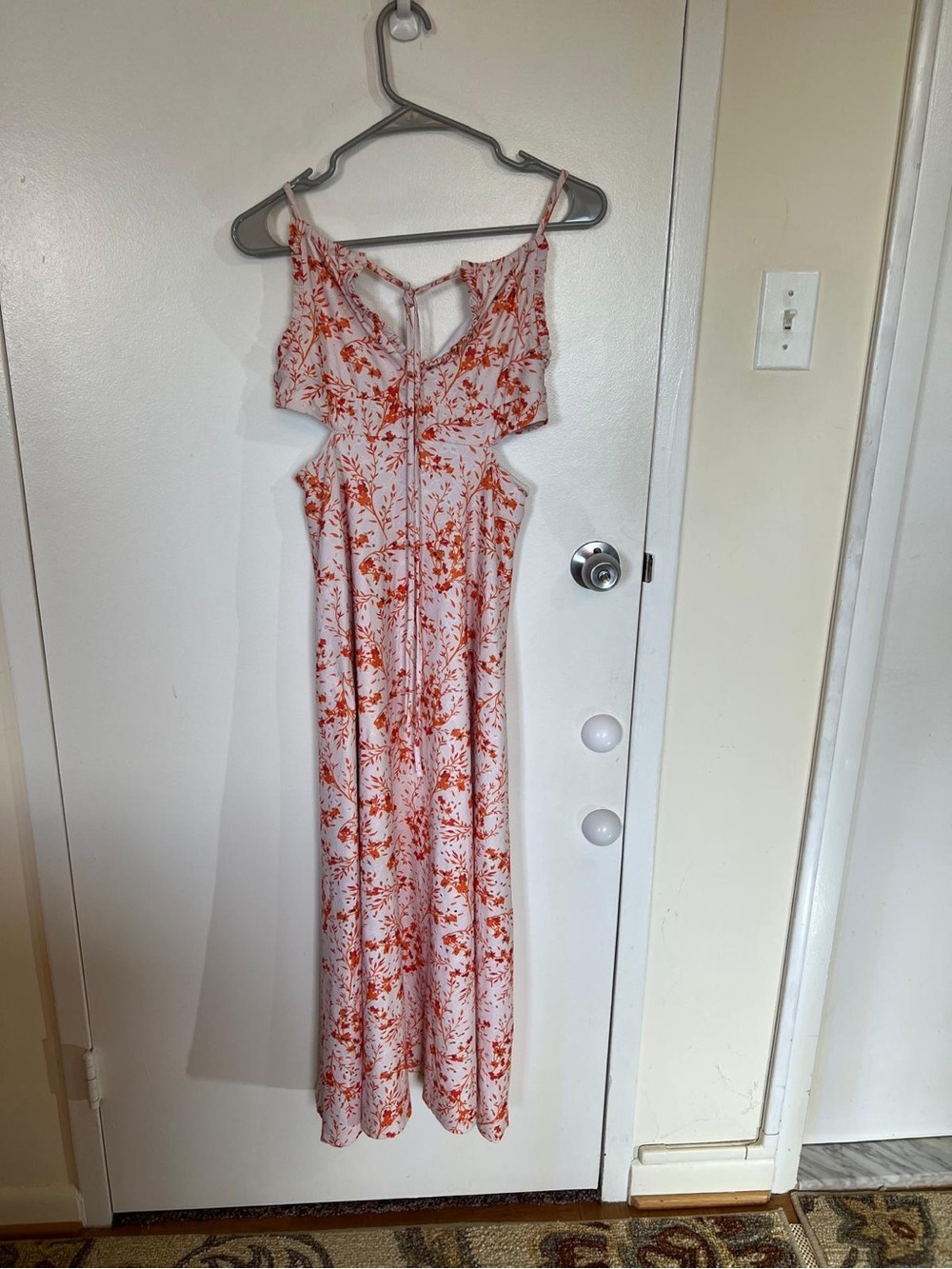Topshop White Maxi Dress with Orange Floral Print